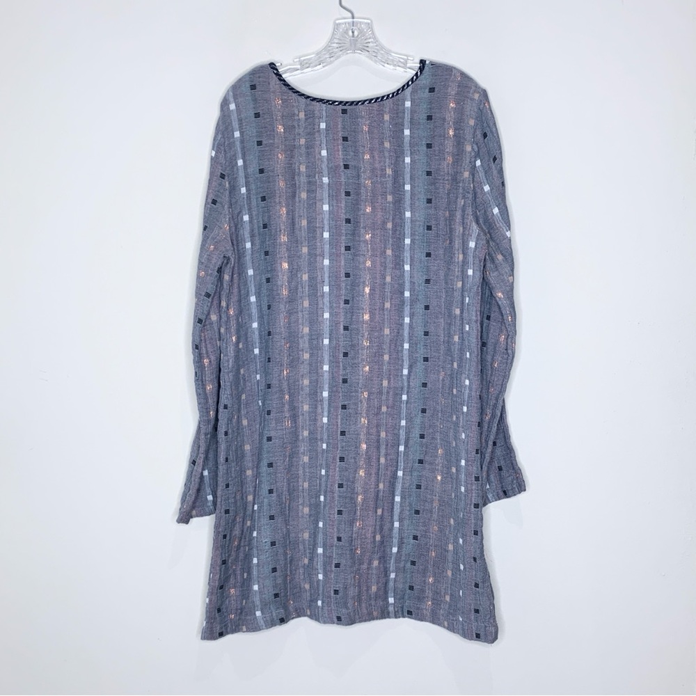 Ace & Jig Comet Shift Dress (Sz L) Long Sleeve Double Gauze Cotton Harmony Grey - Picture 11 of 13